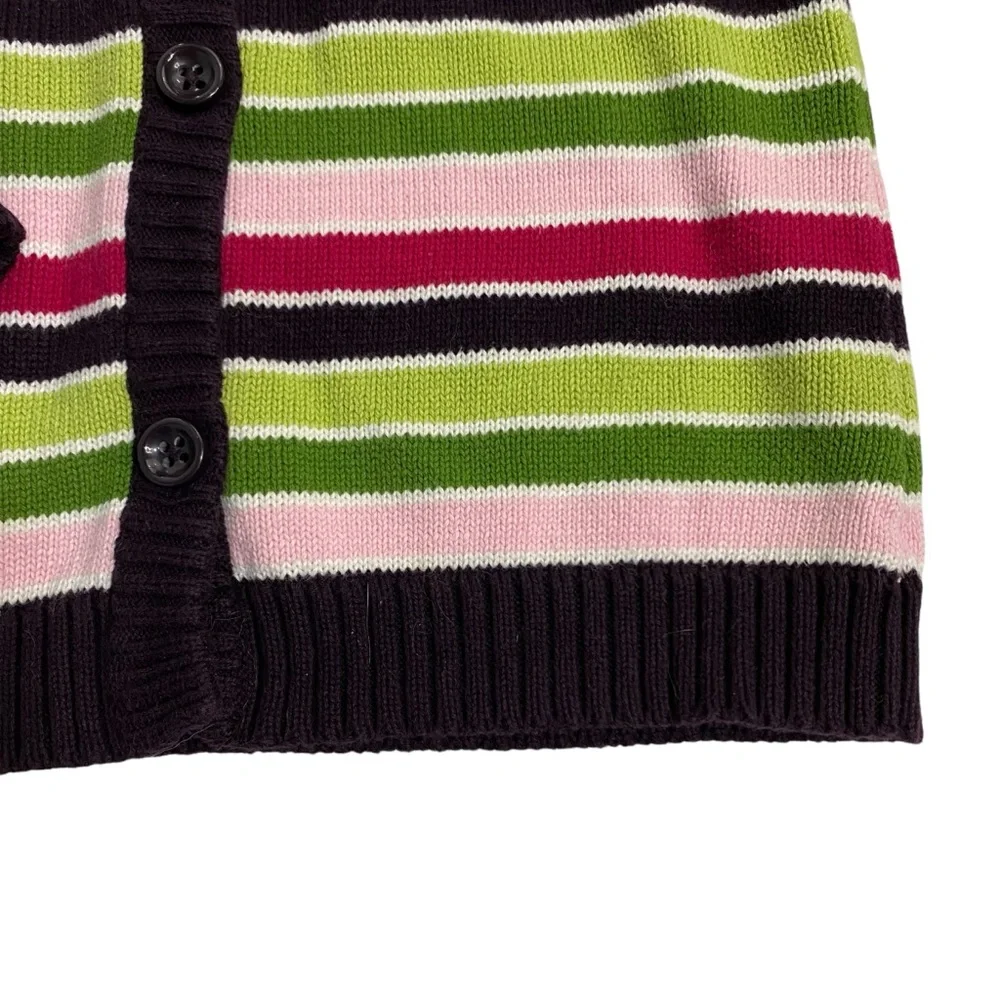 GYMBOREE Sweater Cardigan Button Up Hoodie Size 7/8 Pink Green Knit Warm